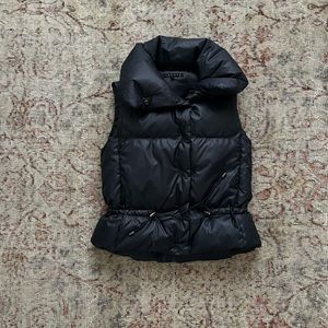 Theory, dark blue/green puffer vest, size petite